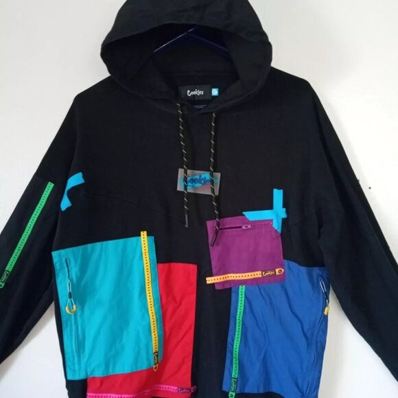 Cookies World Wide 1983 Men X-Large Pullover Hoodie Black Multicolor Pockets - Picture 5 of 5